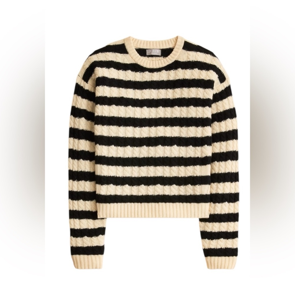 🖤🤍 J.Crew 100% Cashmere Striped Sweater NWT Size:S - $175